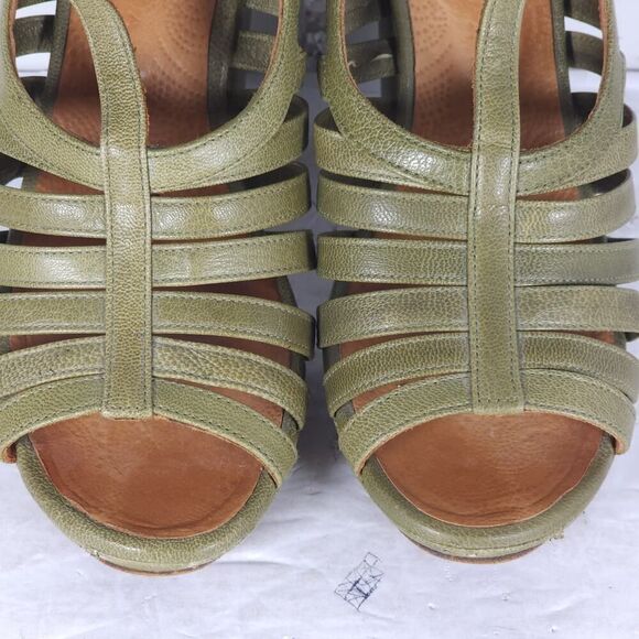 CHIE MIHARA Women's US7-7,5 EU38 Oliv Green Leather Caged Heels Strappy Sandals - Picture 5 of 16